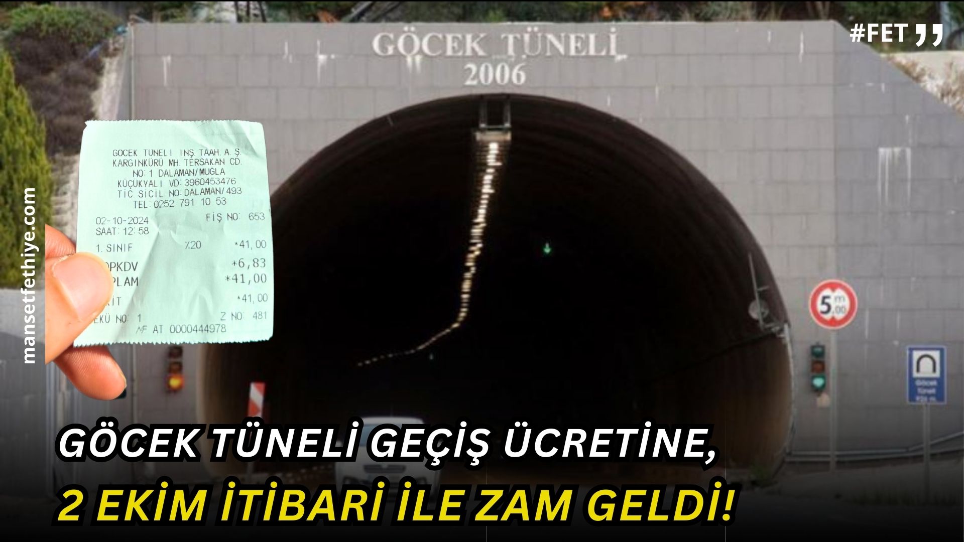 Göcek Tüneli Geçiş Ücretine Ekim Ayında Zam Geldi!