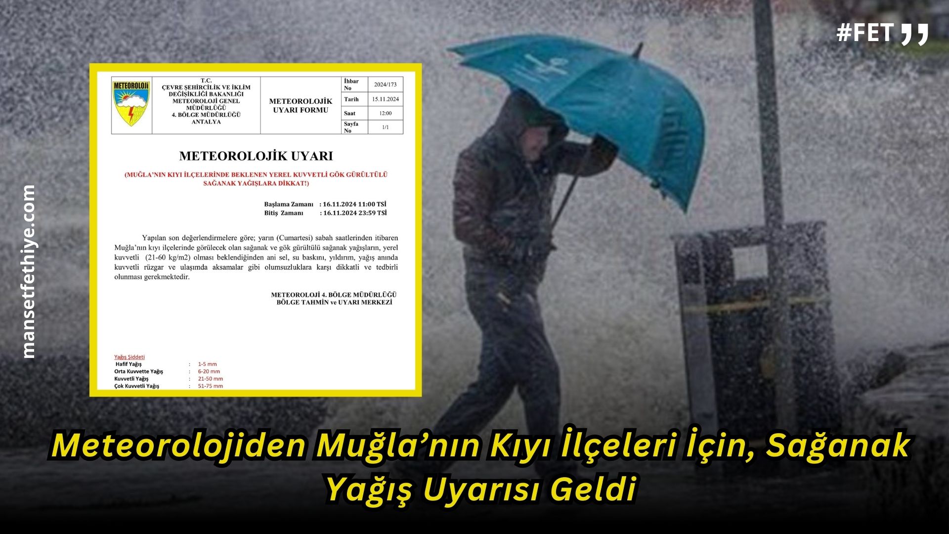 Meteorolojiden Muğla’nın Kıyı İlçeleri İçin Sağanak Yağış Uyarısı Geldi